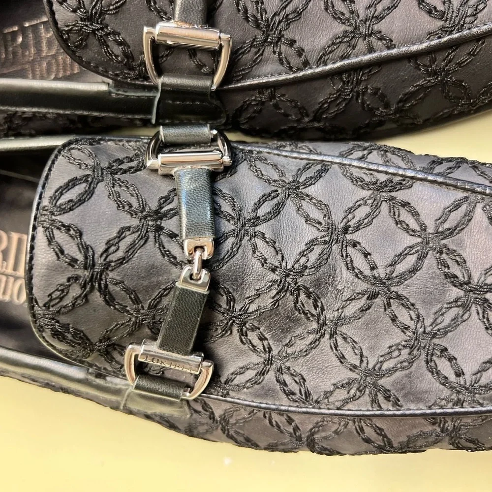 LORIBLU MADE IN ITALY LEATHER  Black Slip-On Loafers with Cushioned Insole